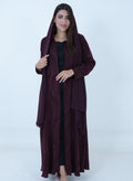 Turkish Maroon Jacquard Abaya + Shaila