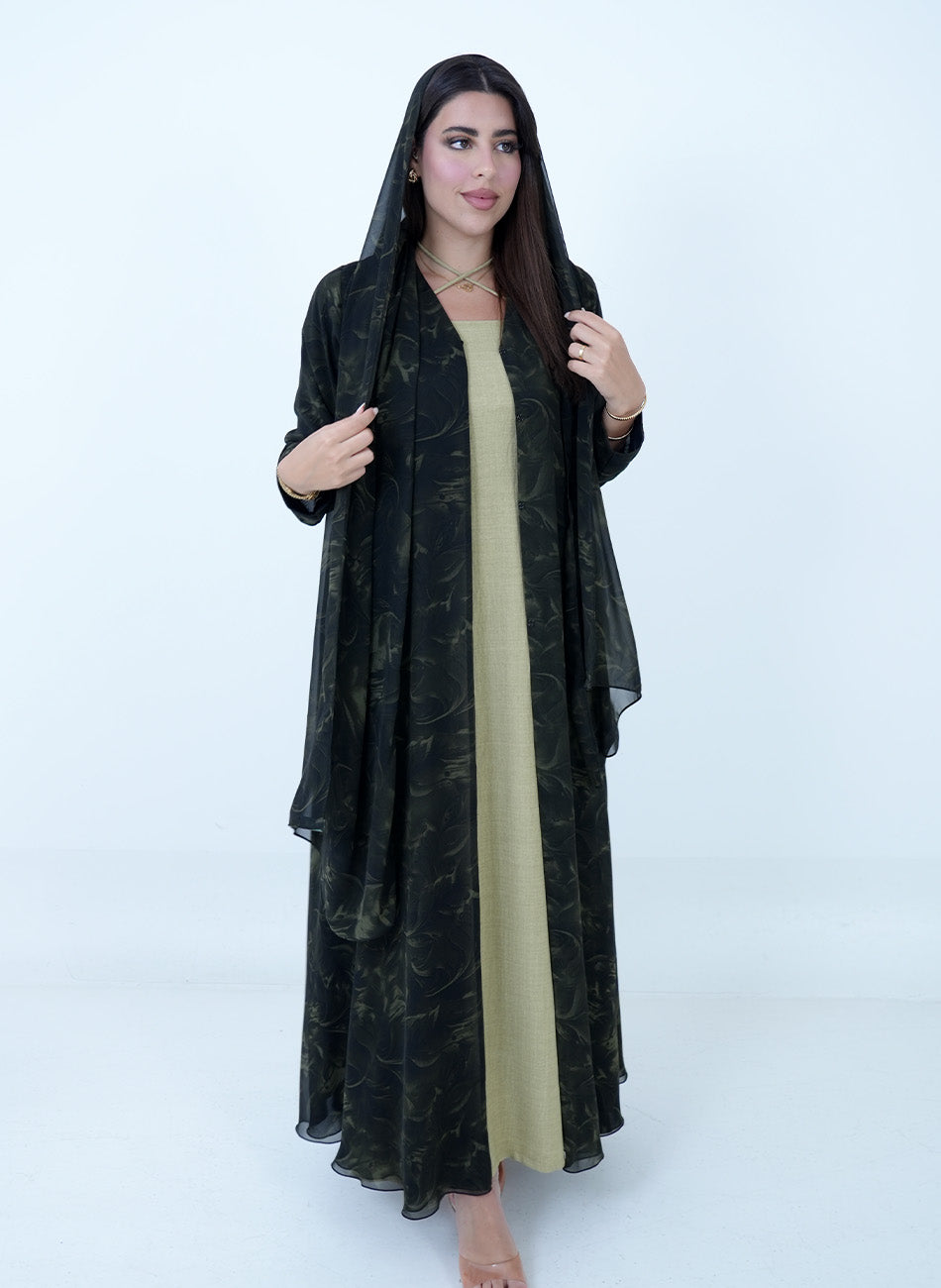 Green Chiffon Abaya + Shaila