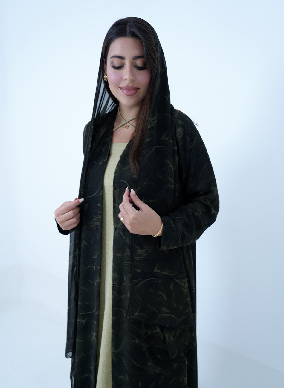 Green Chiffon Abaya + Shaila
