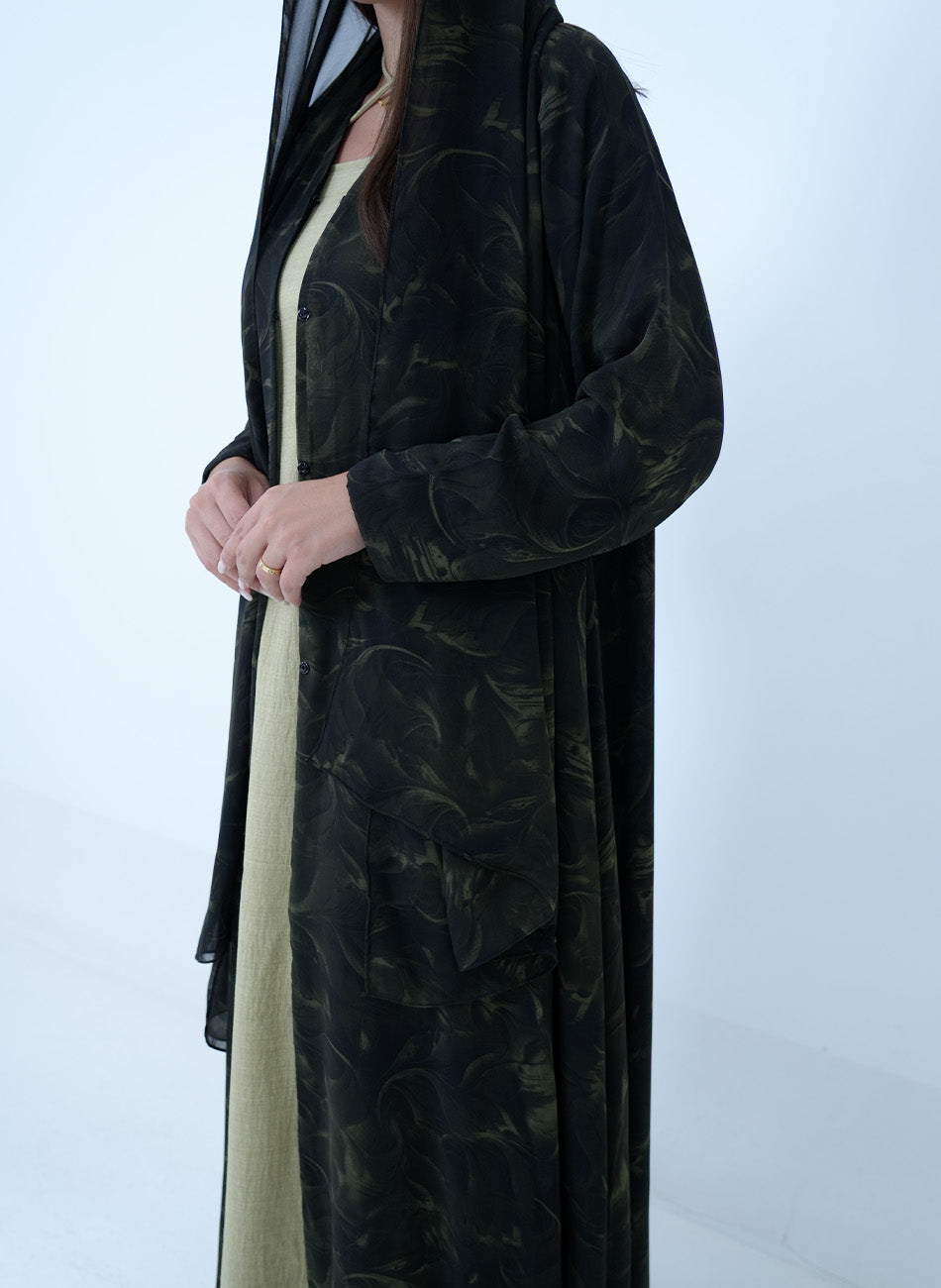 Green Chiffon Abaya + Shaila