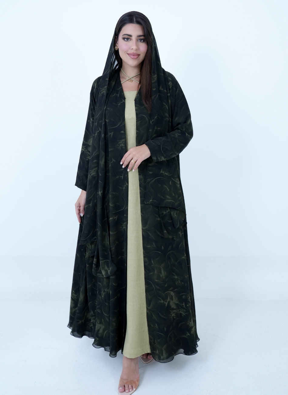 Green Chiffon Abaya + Shaila