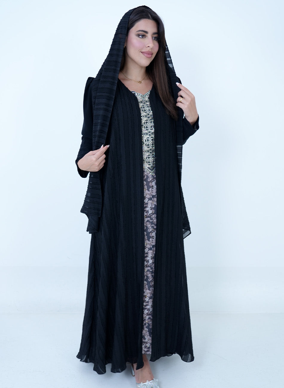 Lines buff Abaya + Shaila