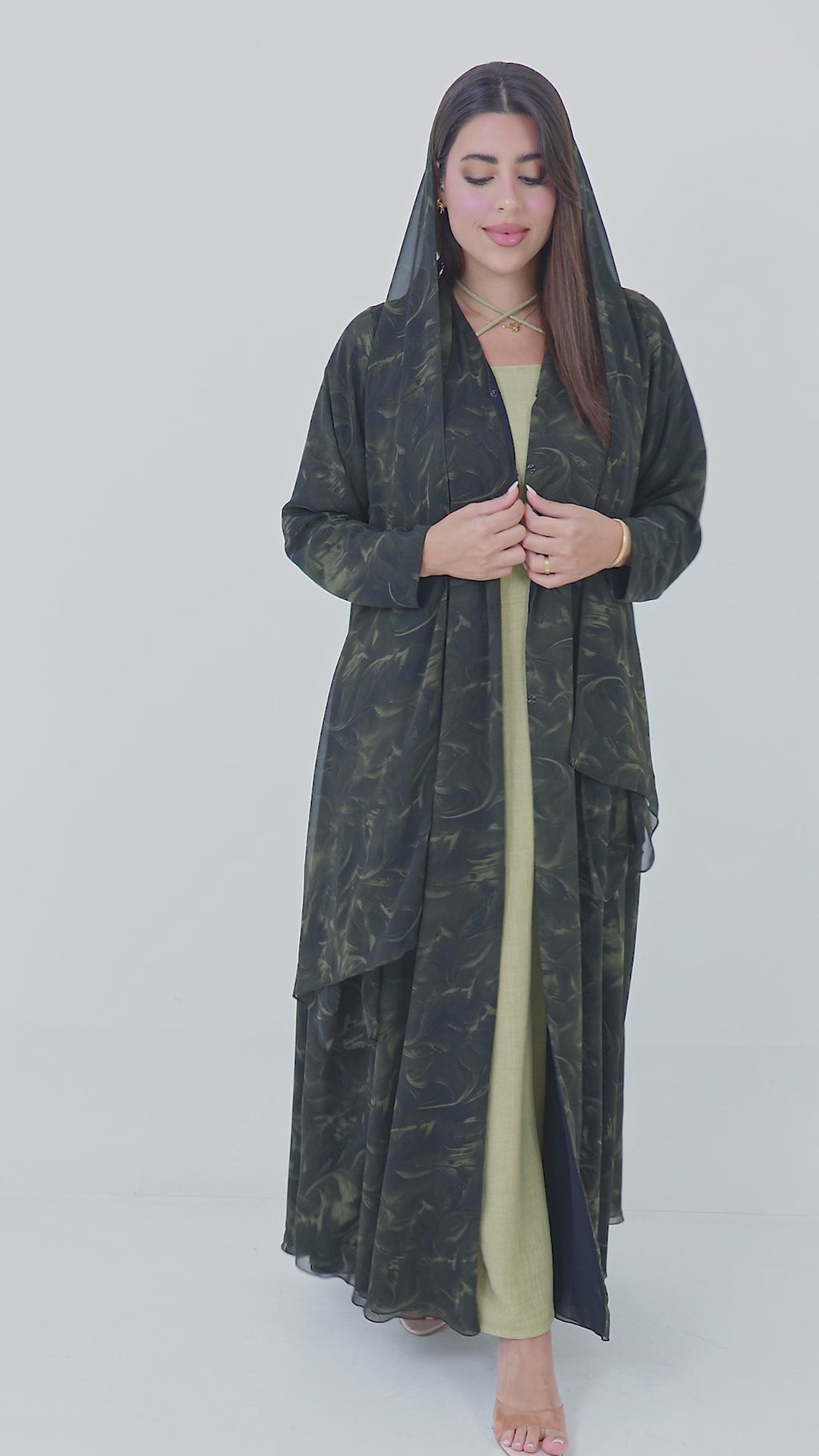 Green Chiffon Abaya + Shaila