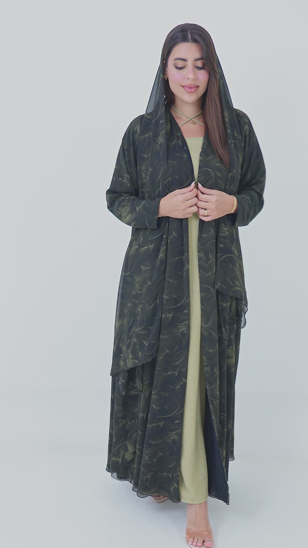 Green Chiffon Abaya + Shaila