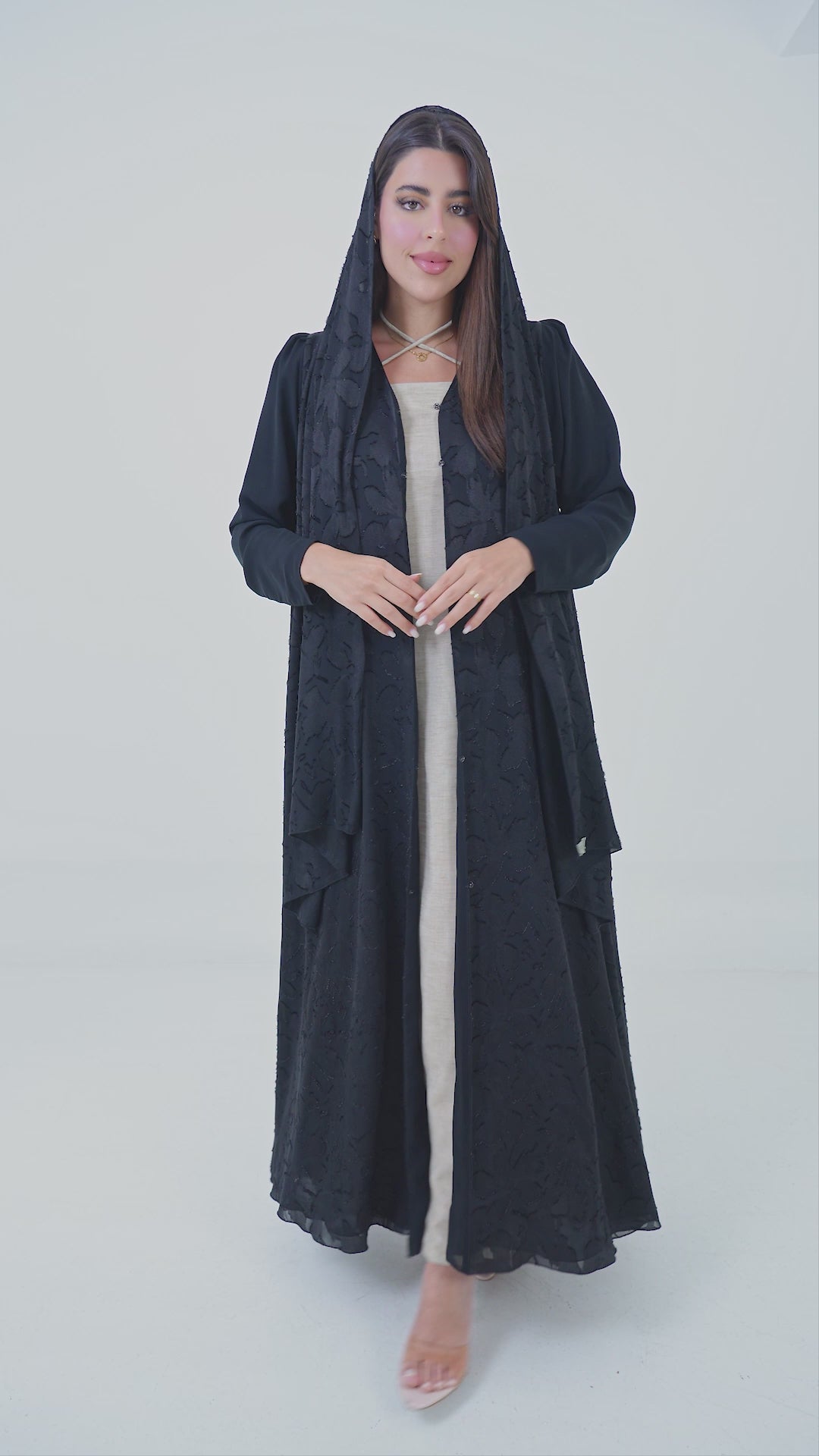 Flower chiffon Abaya + Shaila