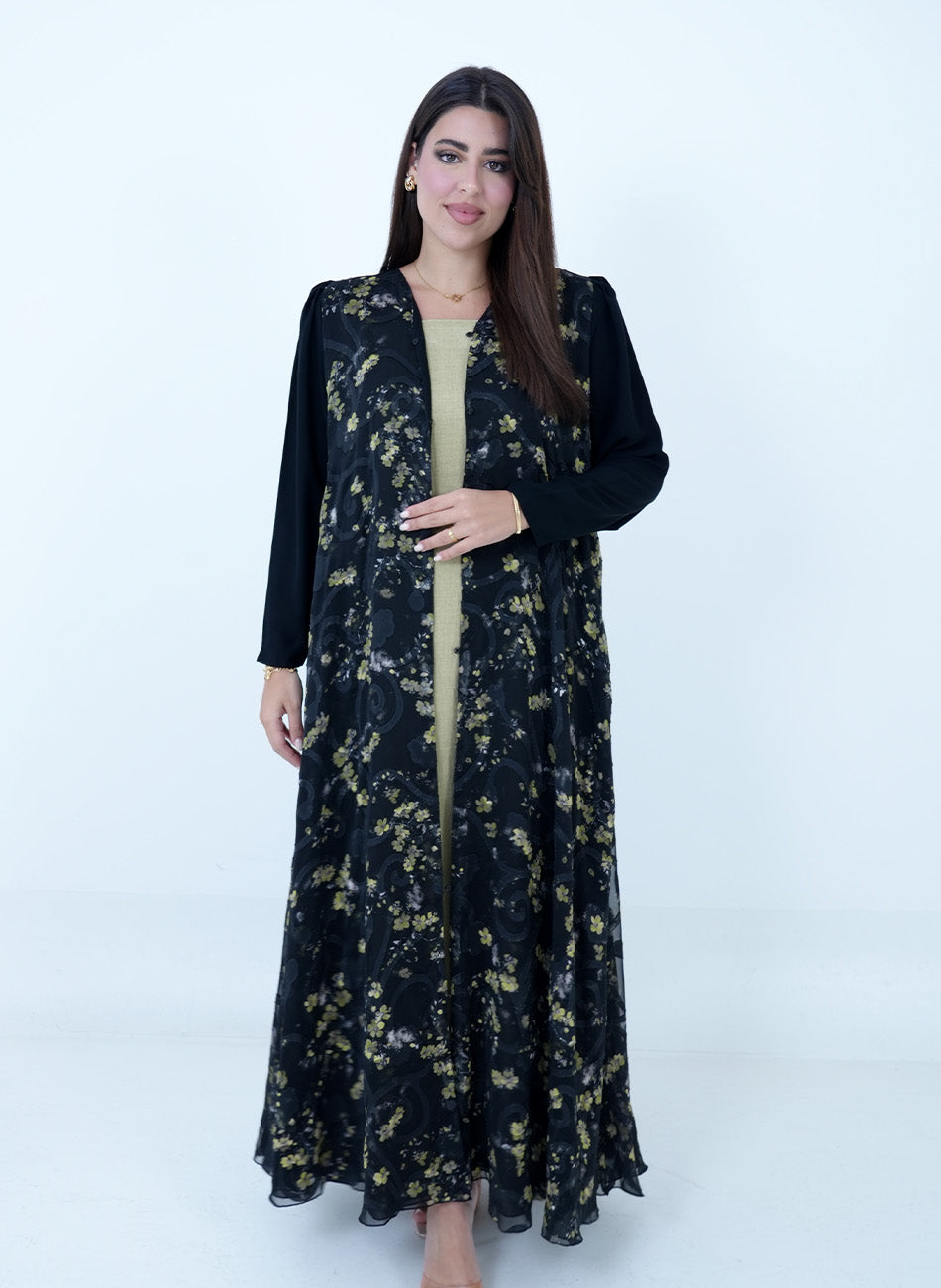 Yellow Bloom Abaya + Shaila