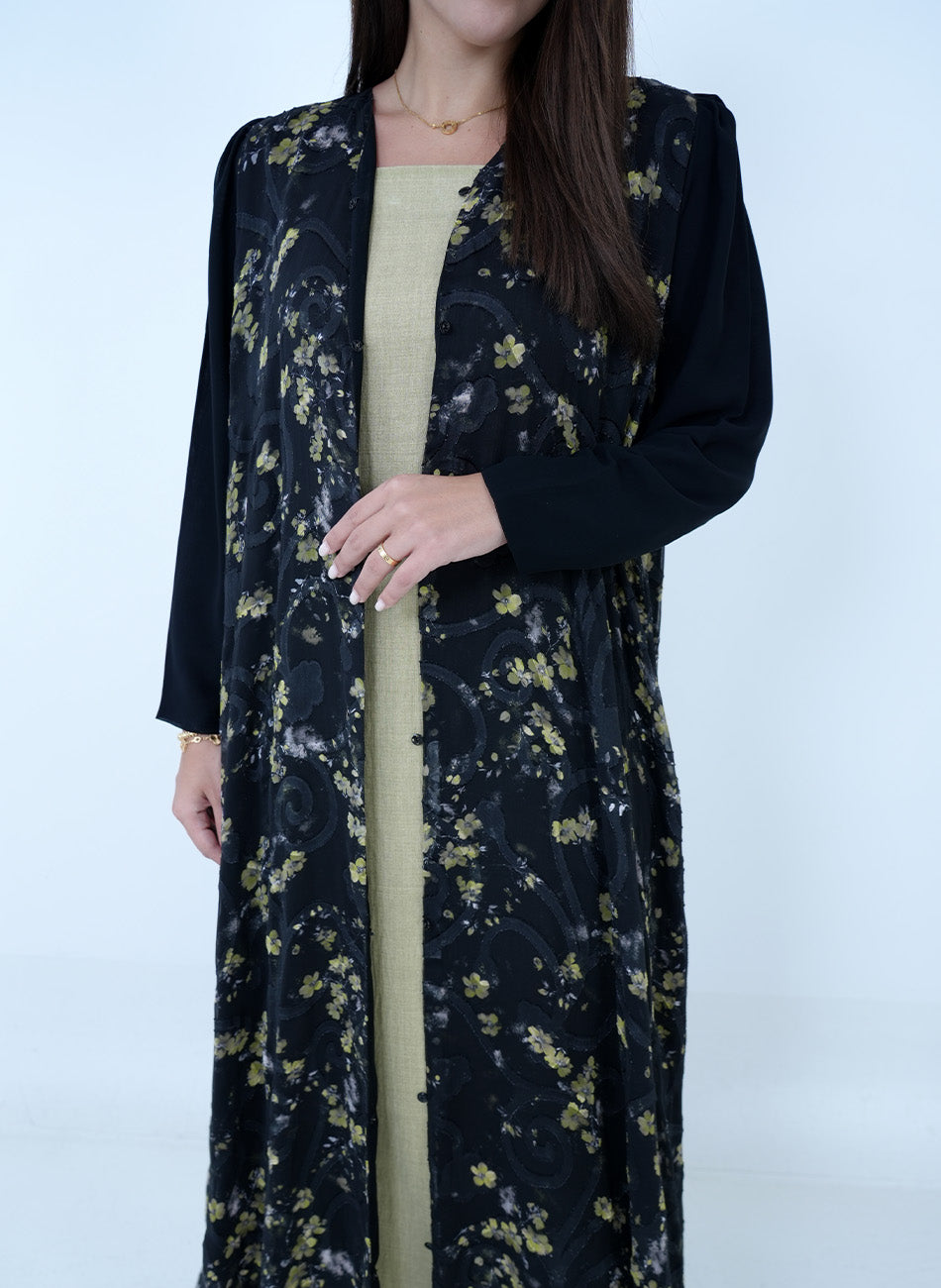 Yellow Bloom Abaya + Shaila