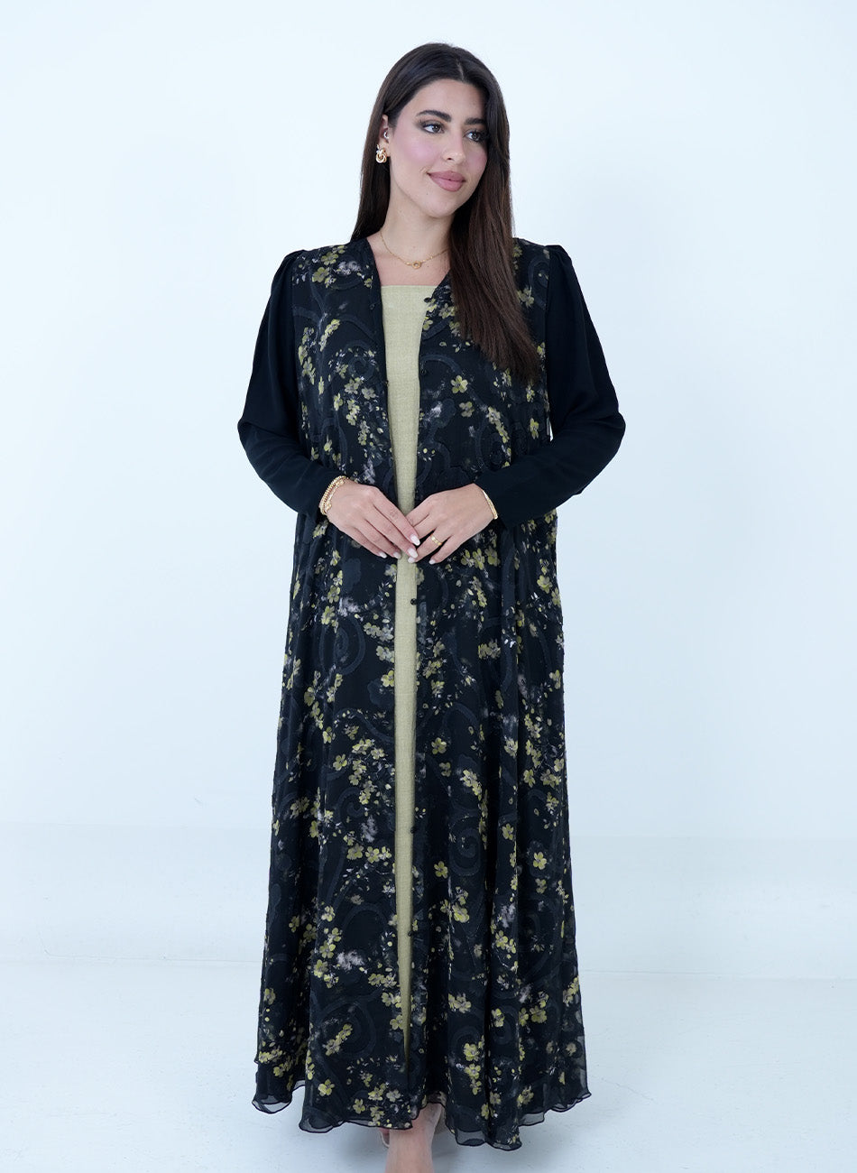 Yellow Bloom Abaya + Shaila