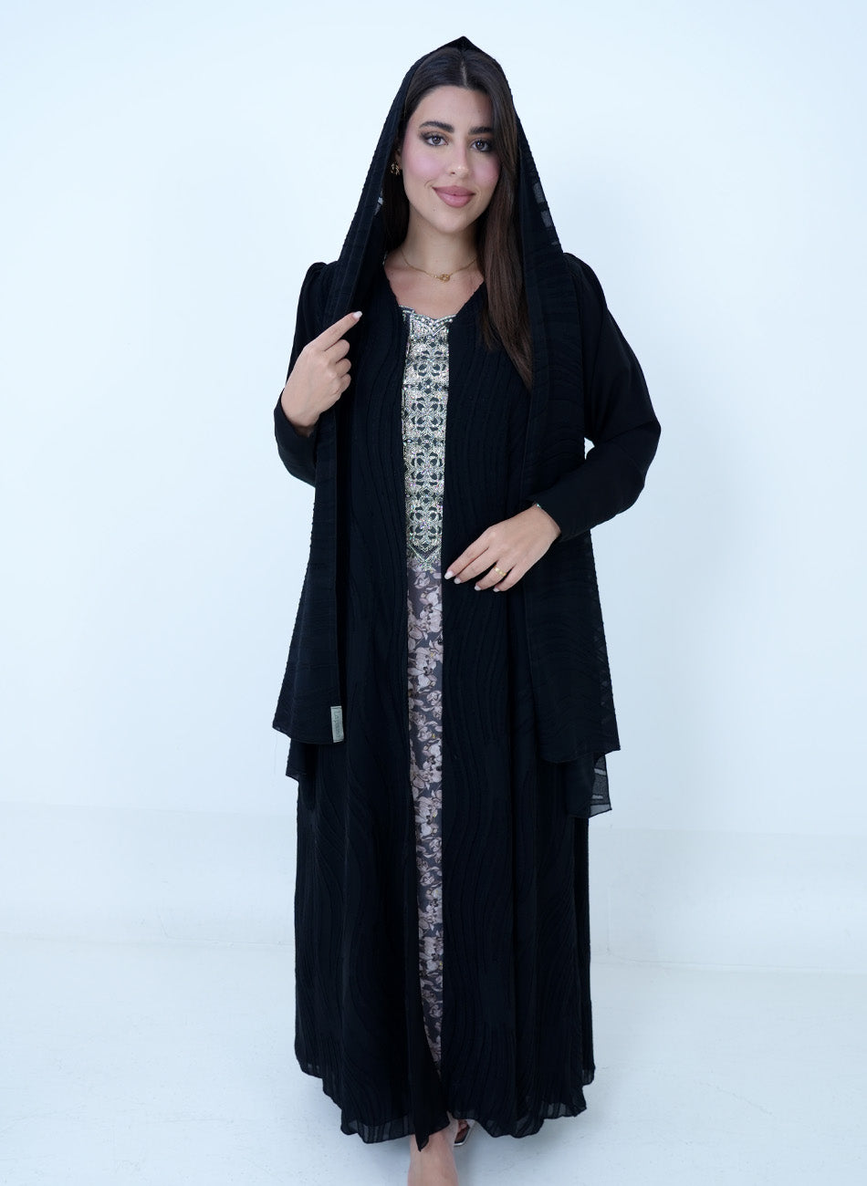 Waves buff Abaya + Shaila