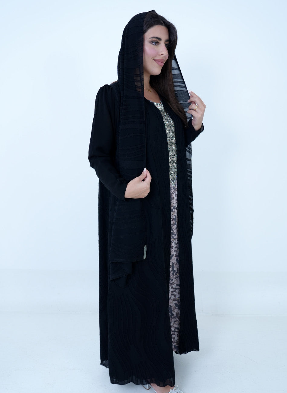 Waves buff Abaya + Shaila